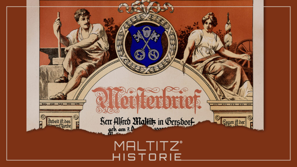 Ein Auszug des Meisterbriefs von Alfred Maltitz as dem jahre 1934